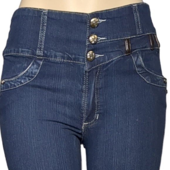 *NEW* Authentic Colombian High Rise  Push Up , Wash Dark Blue  Jeans Size 14 - Picture 13 of 15